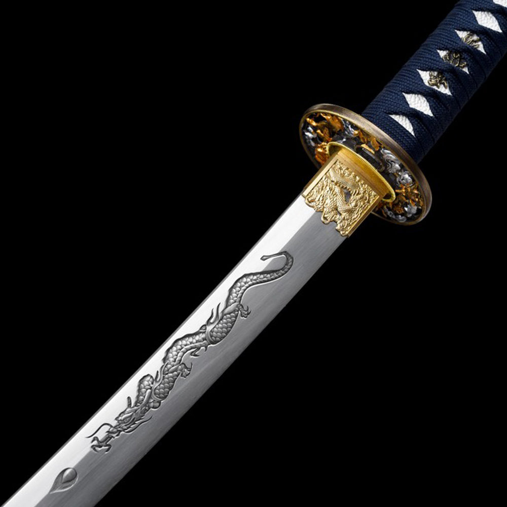 Handmade Dragon Katana - 40.5inch Real Japanese Samurai Sword with Engraving Full Tang Blade