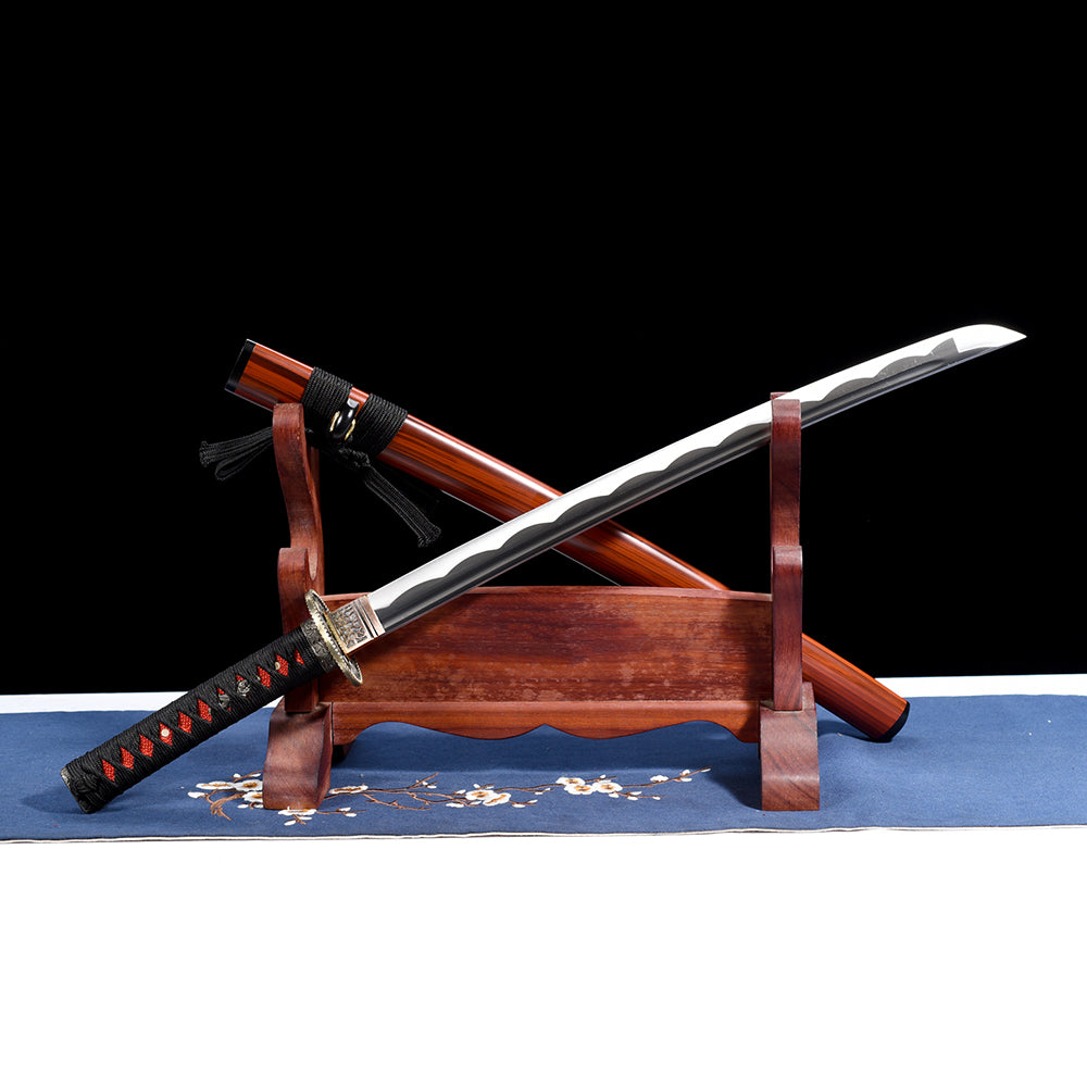 Metal Sword-Real Wakizashi with Red Saya