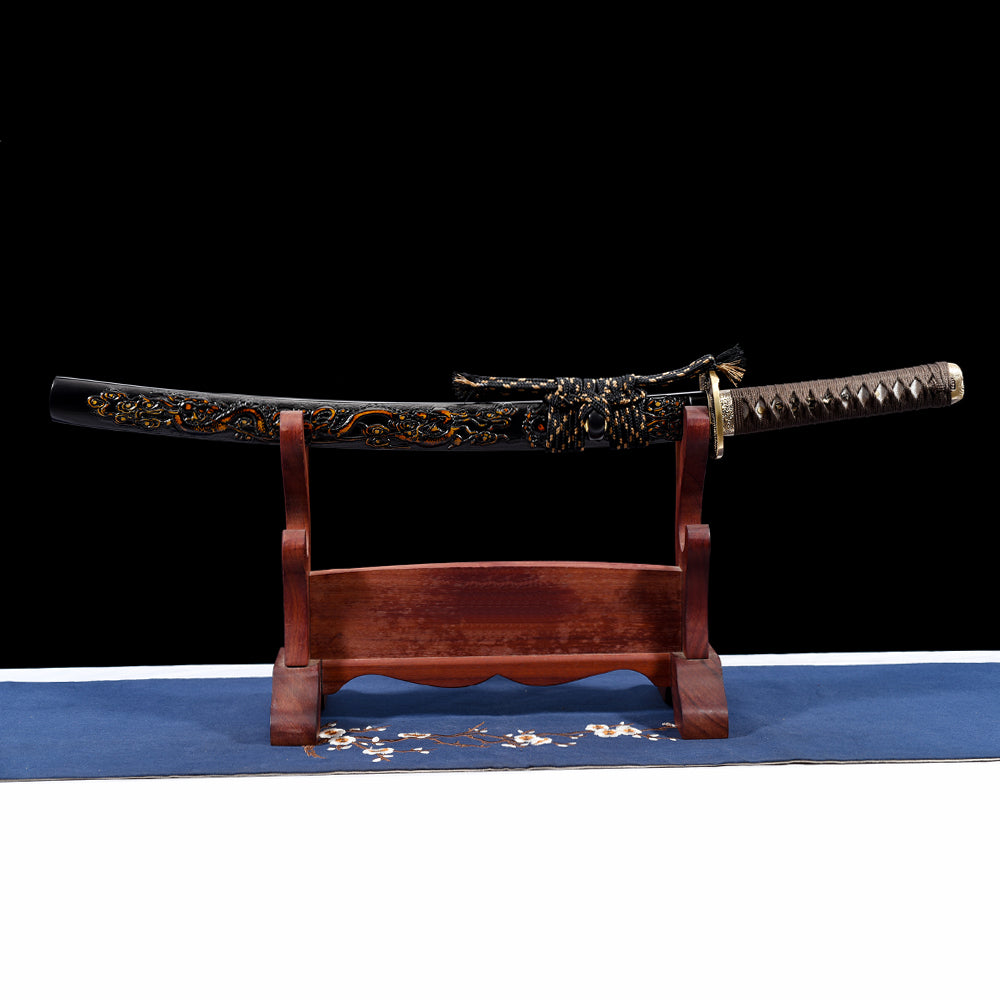 Engraving Dragon Sword-Handmade T10 Steel Wakizashi