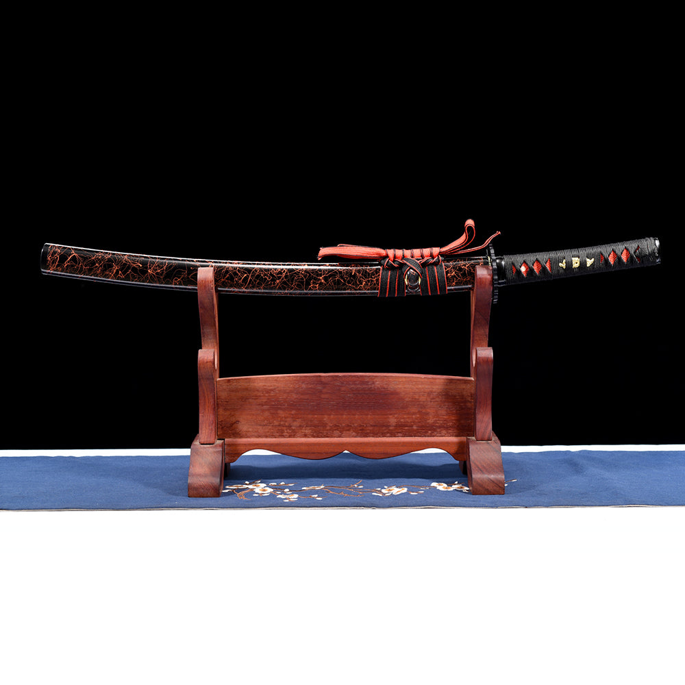 Japanese Wakizashi Sword with Full Tang Spring Steel Blade and Iron Tsuba