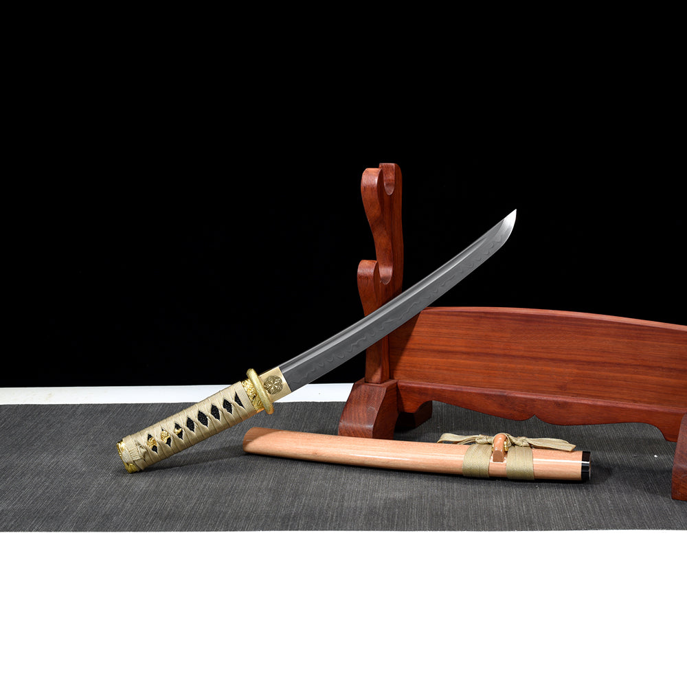 Battle Ready Japanese Short Sword-Tanto with Polished Natural Saya