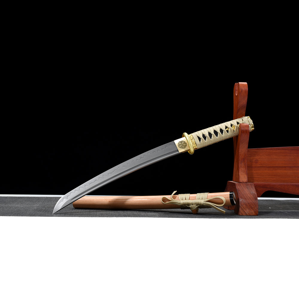 Battle Ready Japanese Short Sword-Tanto with Polished Natural Saya