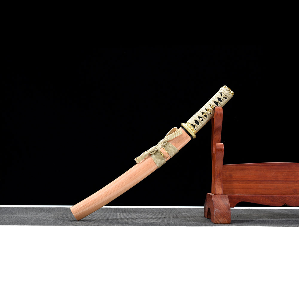 Battle Ready Japanese Short Sword-Tanto with Polished Natural Saya