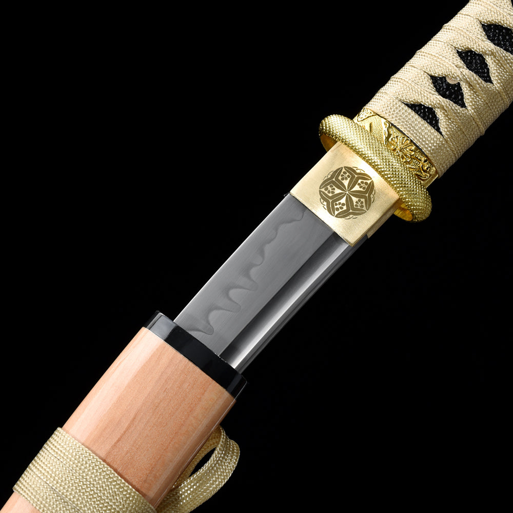 Battle Ready Japanese Short Sword-Tanto with Polished Natural Saya