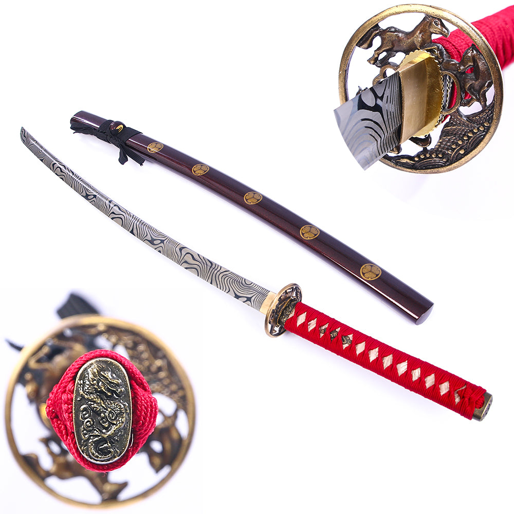 Katana- 1060 High Carbon Steel Red Sword Fighting