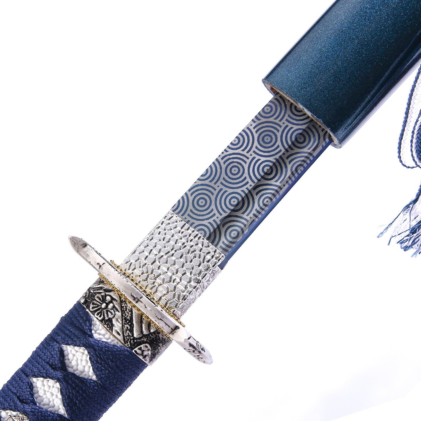 Blue Katana- Silver Tsuba High Quality Japanese Samurai Sword