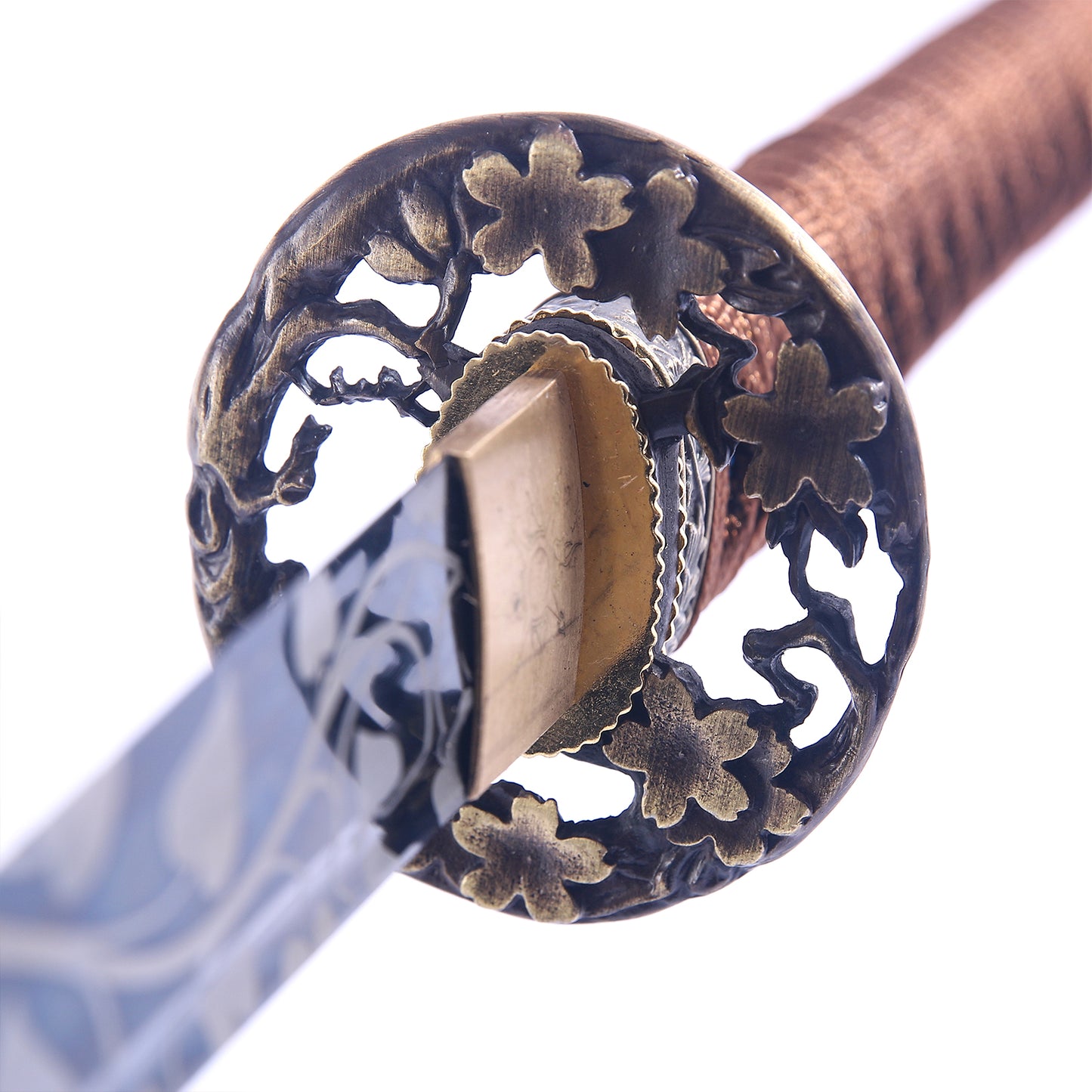 Traditional Japanese Katana-Long Sword with Flower Tsuba