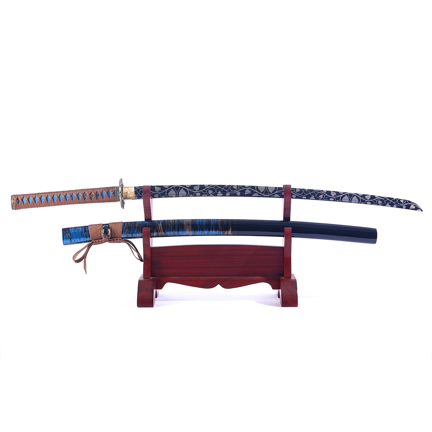 Traditional Japanese Katana-Long Sword with Flower Tsuba