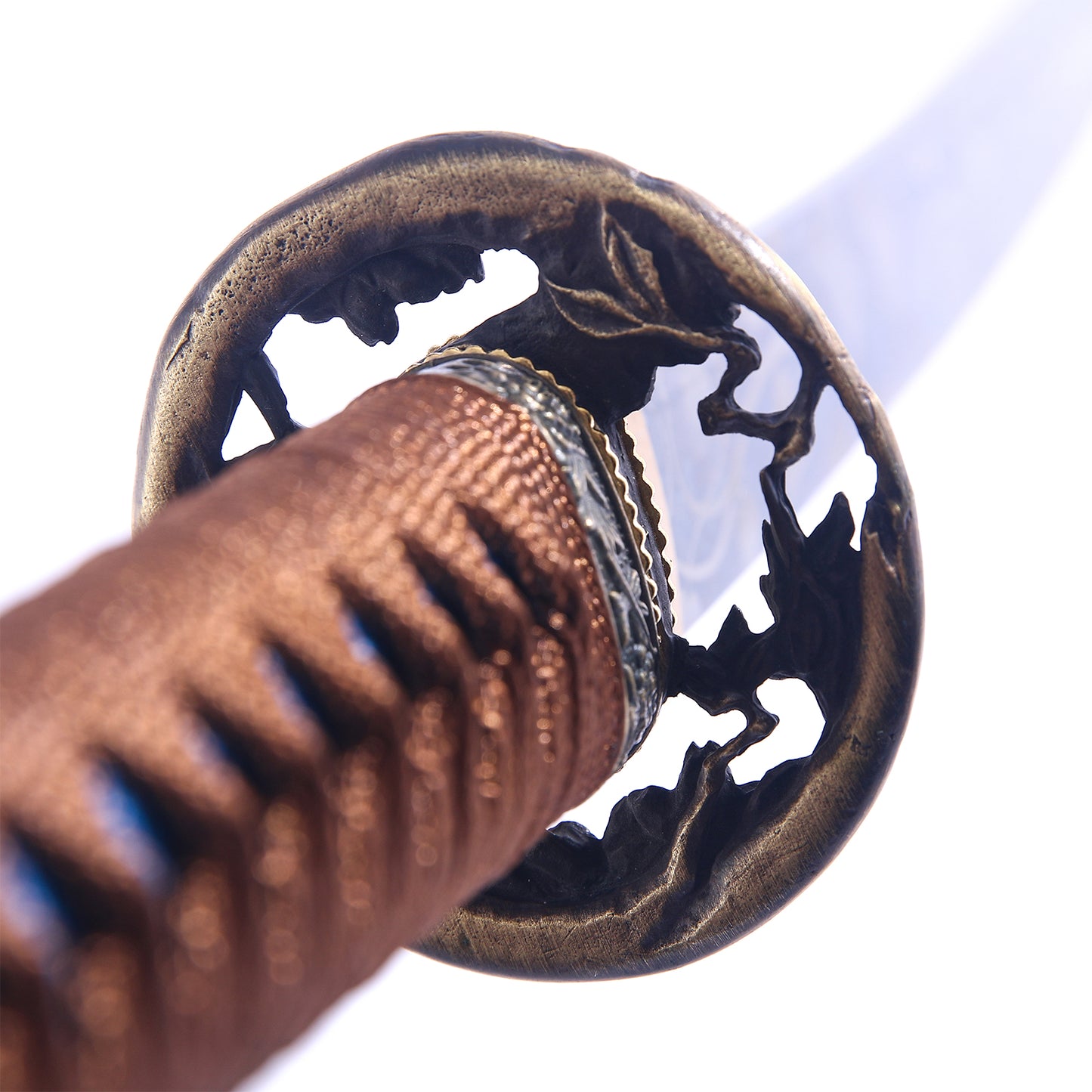 Traditional Japanese Katana-Long Sword with Flower Tsuba