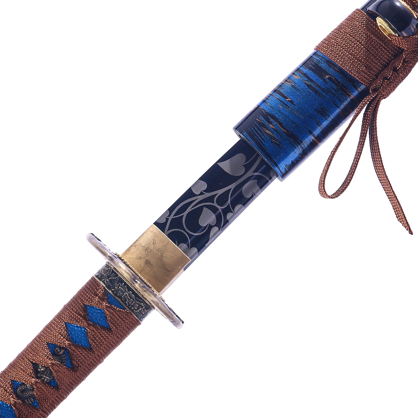 Traditional Japanese Katana-Long Sword with Flower Tsuba