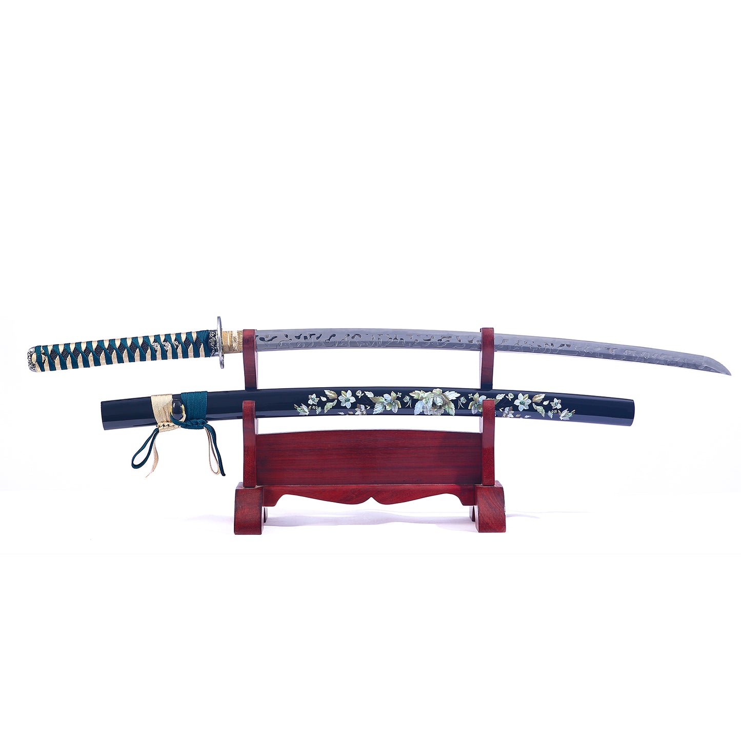 Black Sword-Flower Katana with Full Tang Blade