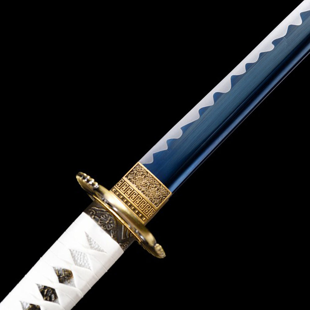 Real Katana Sword - Carbon Steel Japanese Samurai Sword with Green Saya