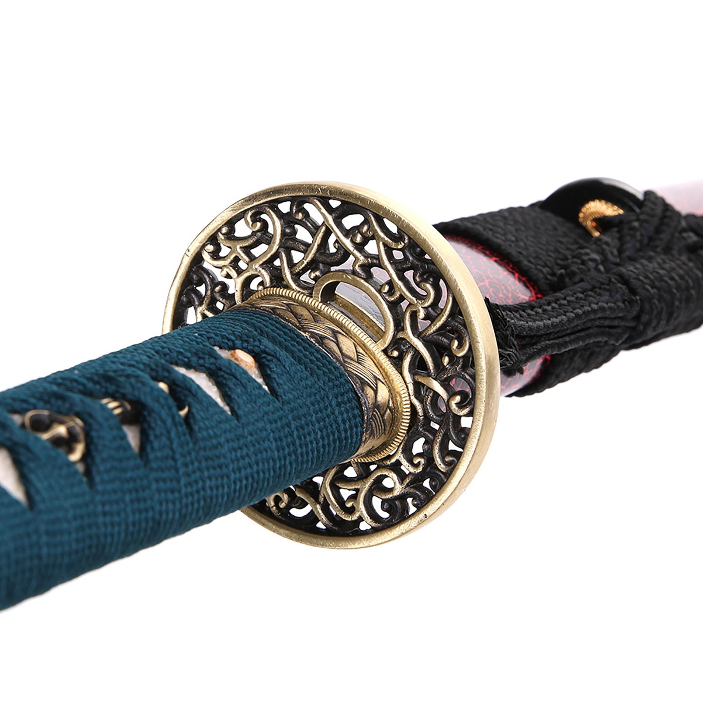 Folding steel and brass tsuba sword