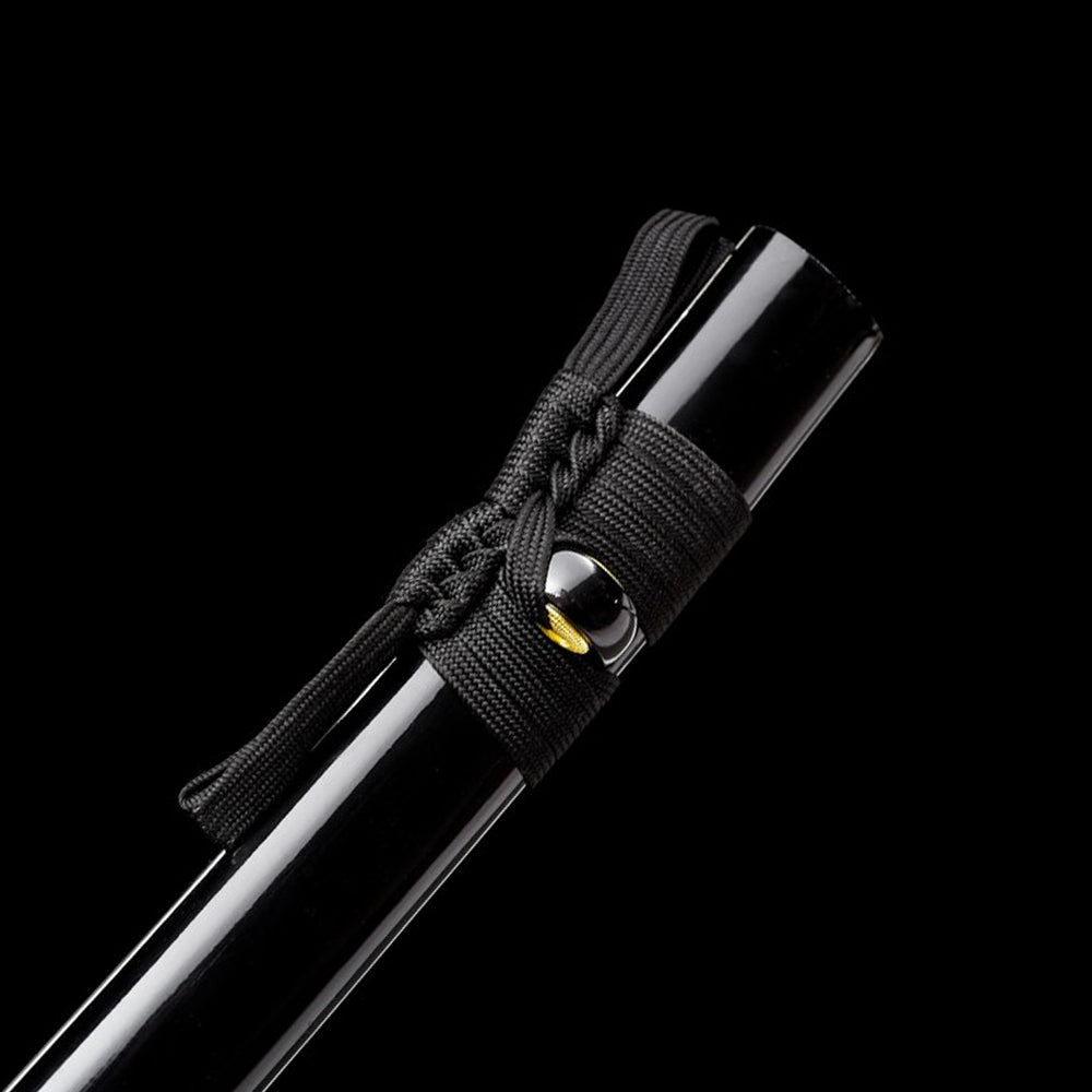 Handmade Katana Sword Set - Black Long Japanese Samurai Sword and Tanto for Sale