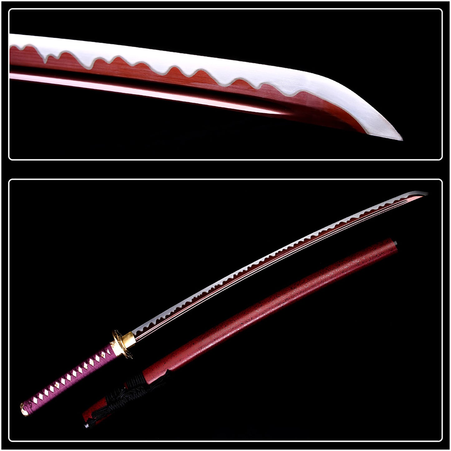 Golden wave tsuba sword