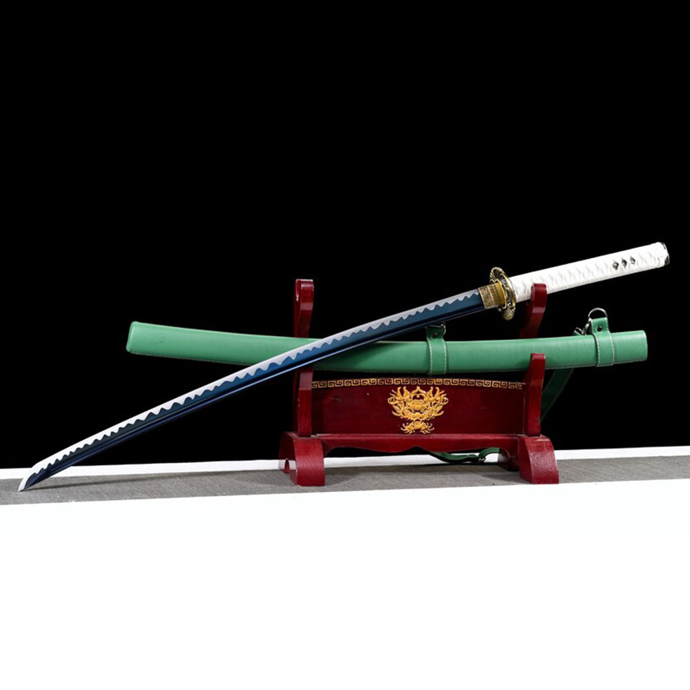 Real Katana Sword - Carbon Steel Japanese Samurai Sword with Green Saya