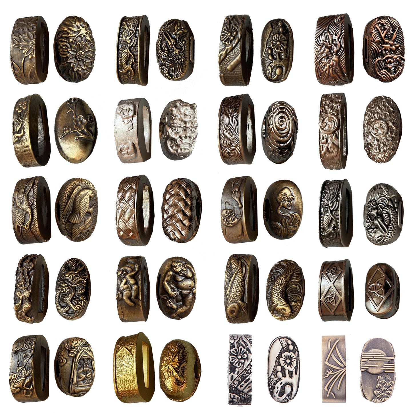 Japanese Samurai Sword Accessories-Alloy Fuchi and Kashira for Katana