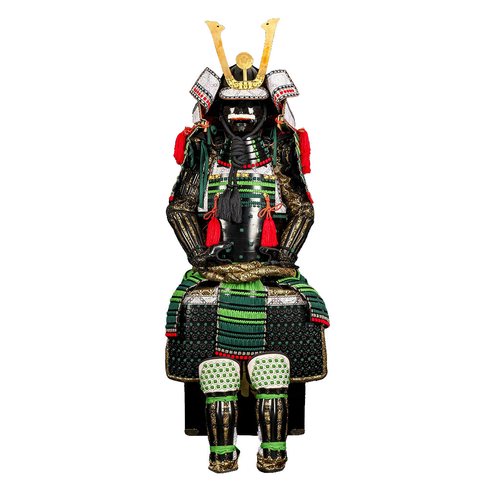 Traditional Handmade High Quality Japanese Samurai Armor - Real Size Oda Clan Kachi Black and Green Armor
