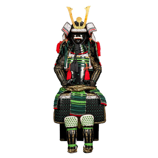 Traditional Handmade High Quality Japanese Samurai Armor - Real Size Oda Clan Kachi Black and Green Armor