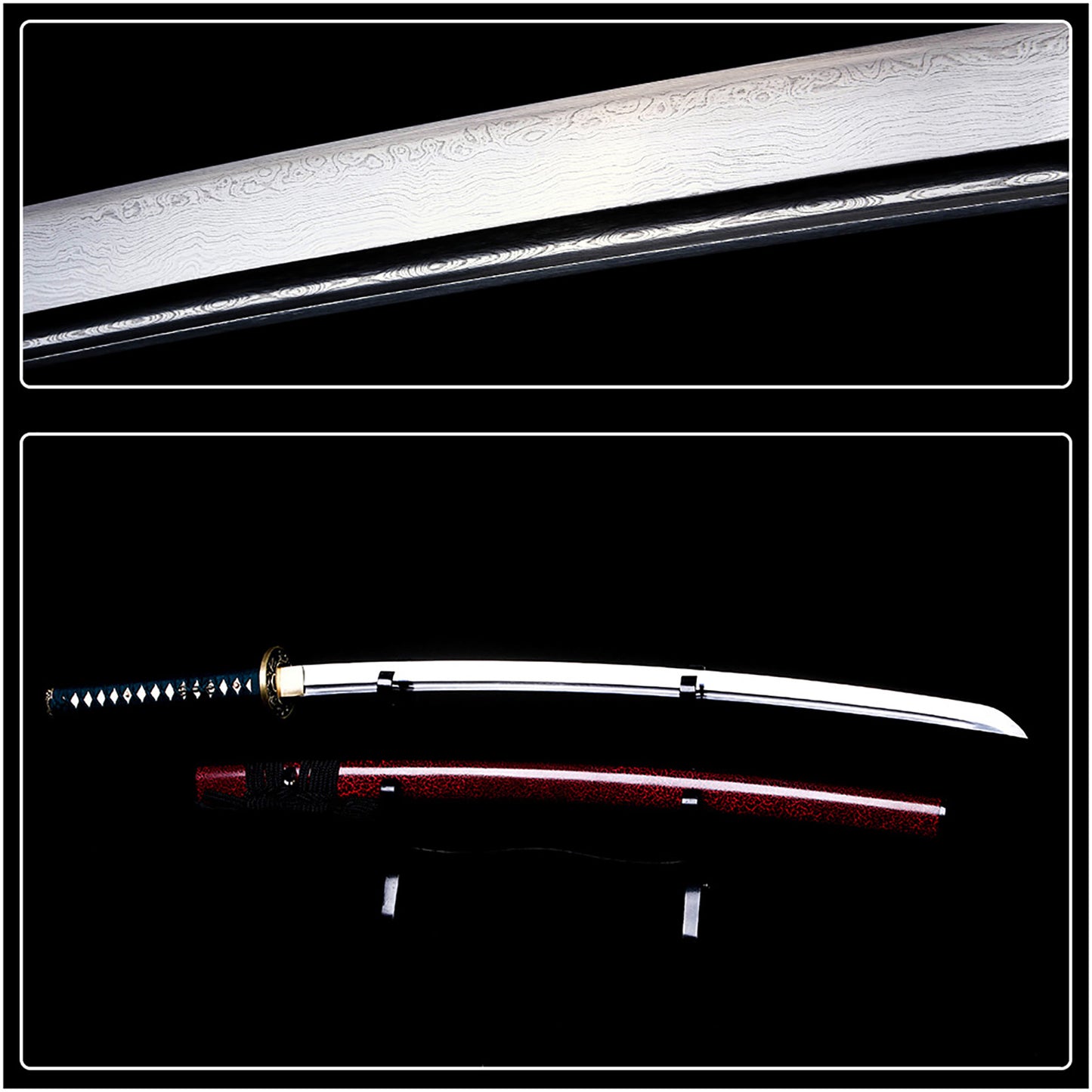 Folding steel and brass tsuba sword