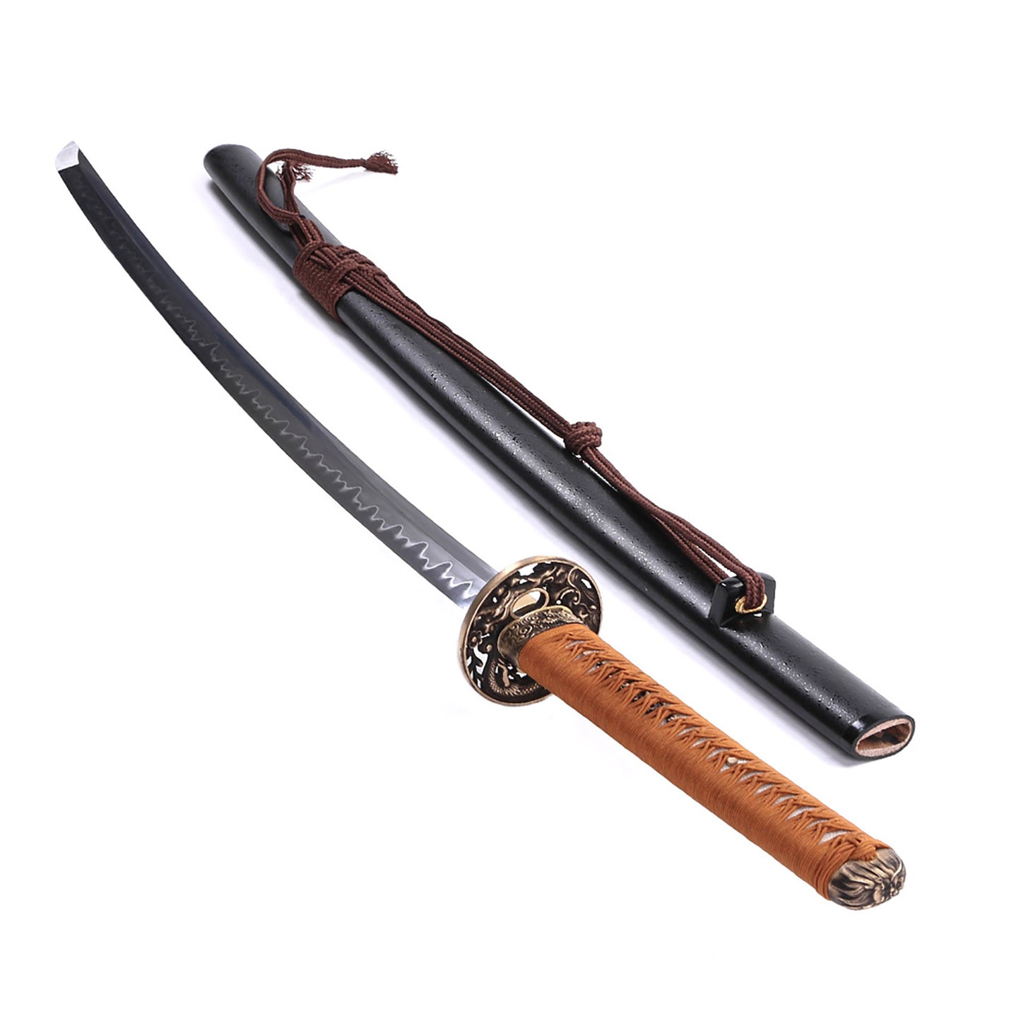 Dragon tsuba sword with orange handle