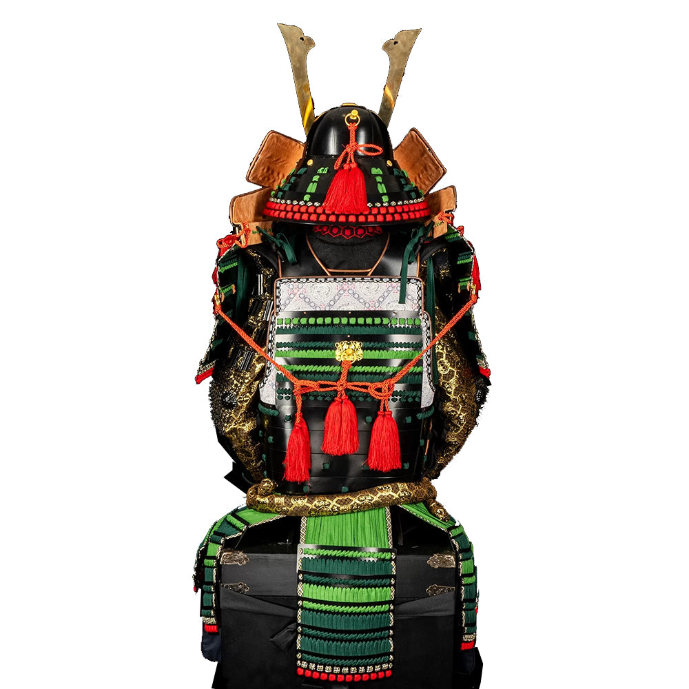 Traditional Handmade High Quality Japanese Samurai Armor - Real Size Oda Clan Kachi Black and Green Armor