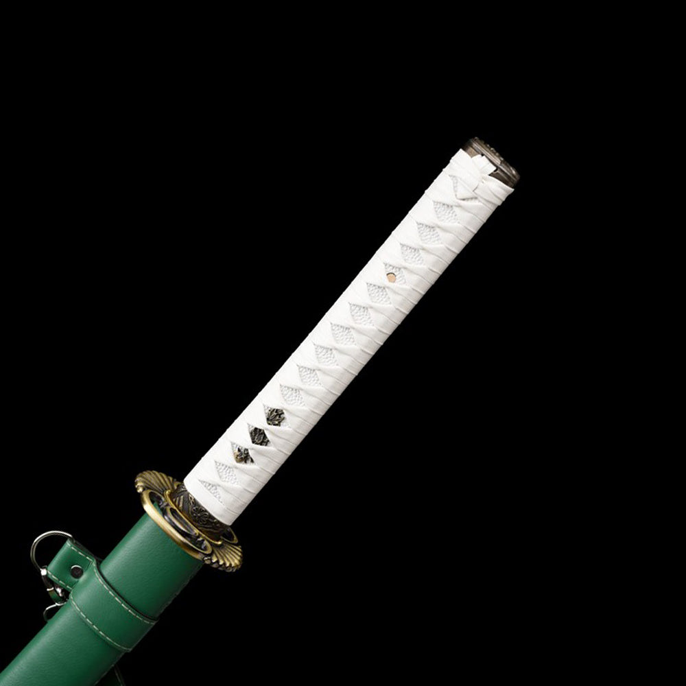 Real Katana Sword - Carbon Steel Japanese Samurai Sword with Green Saya
