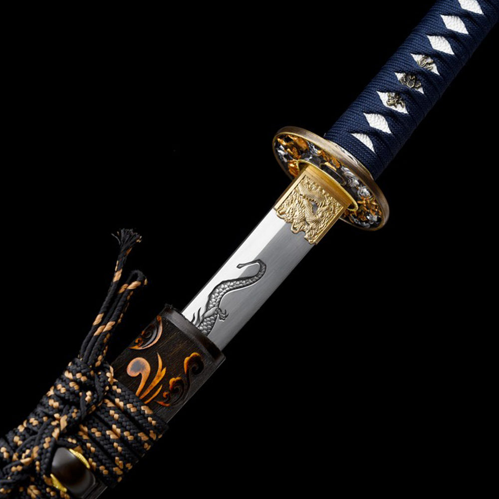 Handmade Dragon Katana - 40.5inch Real Japanese Samurai Sword with Engraving Full Tang Blade