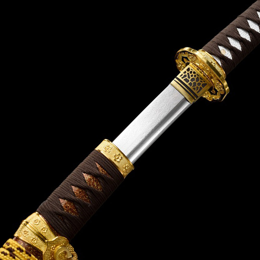 High Quality Handmade Damascus Tachi Sword-Full Tang Folded Steel Odachi Sword