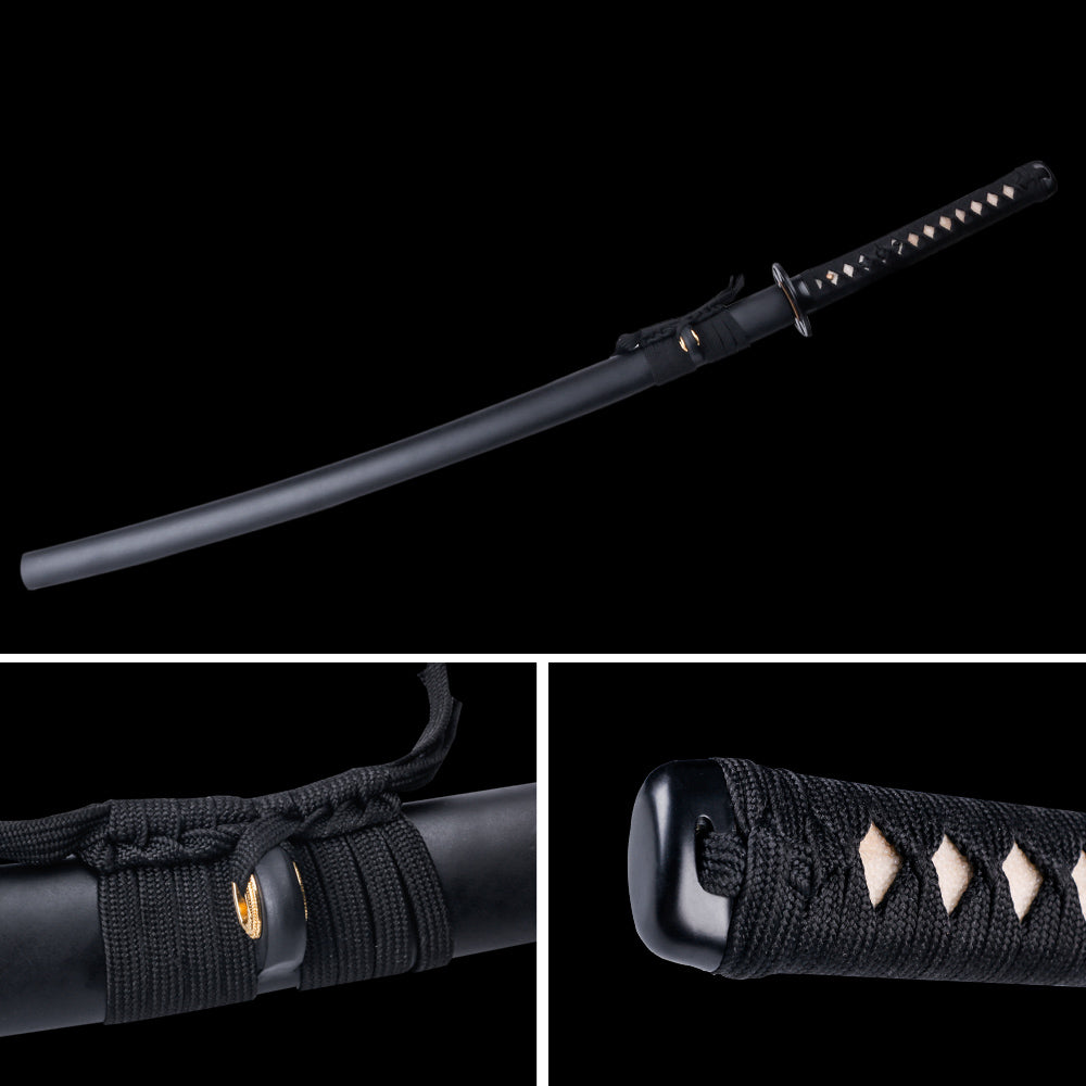 Japanese Katana Ninja Swords Black Saya and Handle
