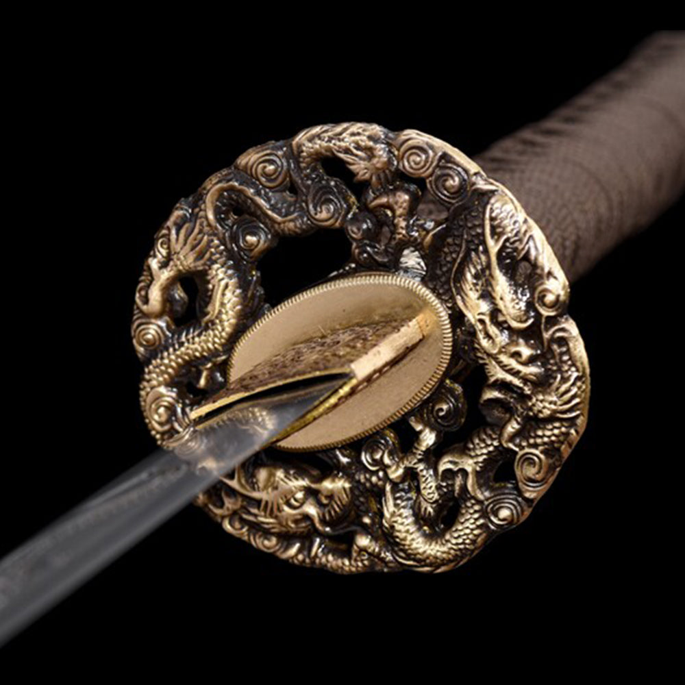 High Quality Dragon Katana Sword-40.5inch Japanese Long Sword with Brass Accessories