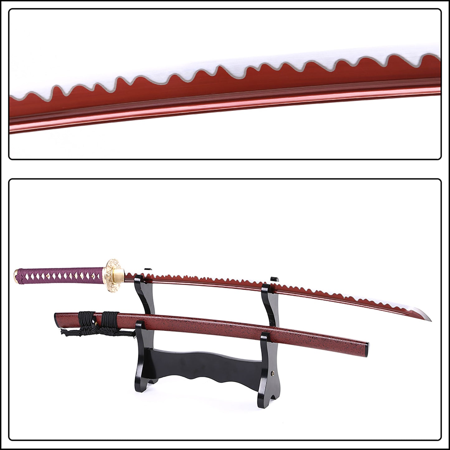 Golden wave tsuba sword