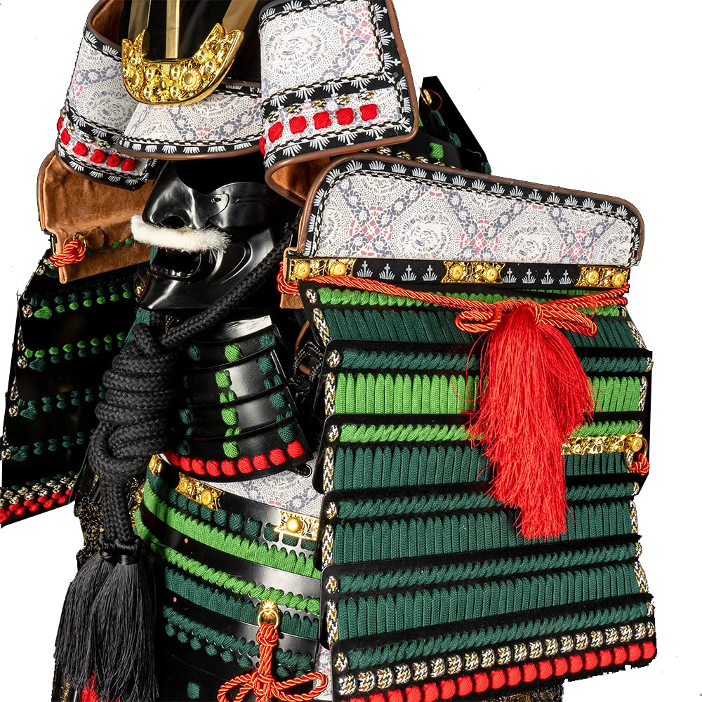 Traditional Handmade High Quality Japanese Samurai Armor - Real Size Oda Clan Kachi Black and Green Armor
