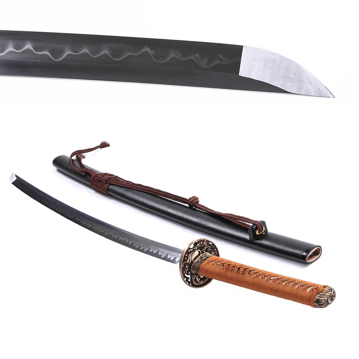 Dragon tsuba sword with orange handle