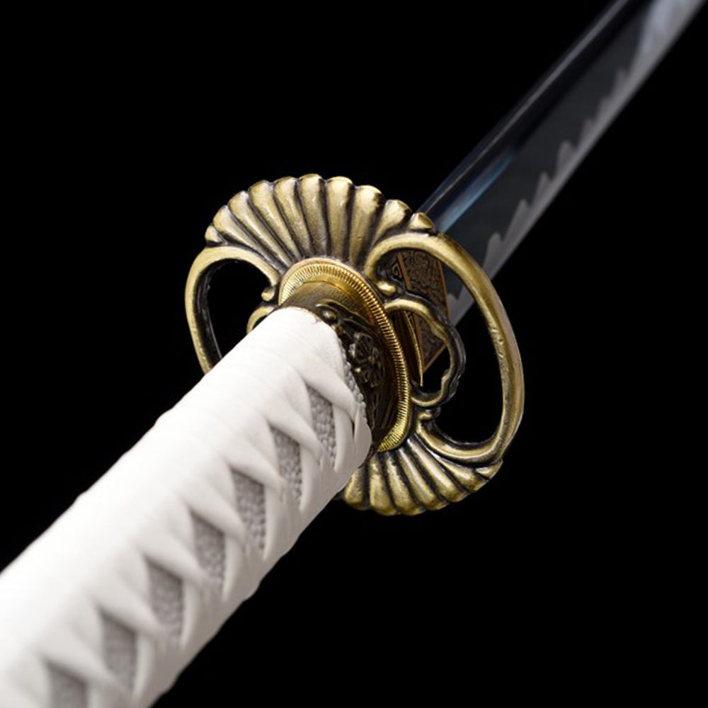 Real Katana Sword - Carbon Steel Japanese Samurai Sword with Green Saya