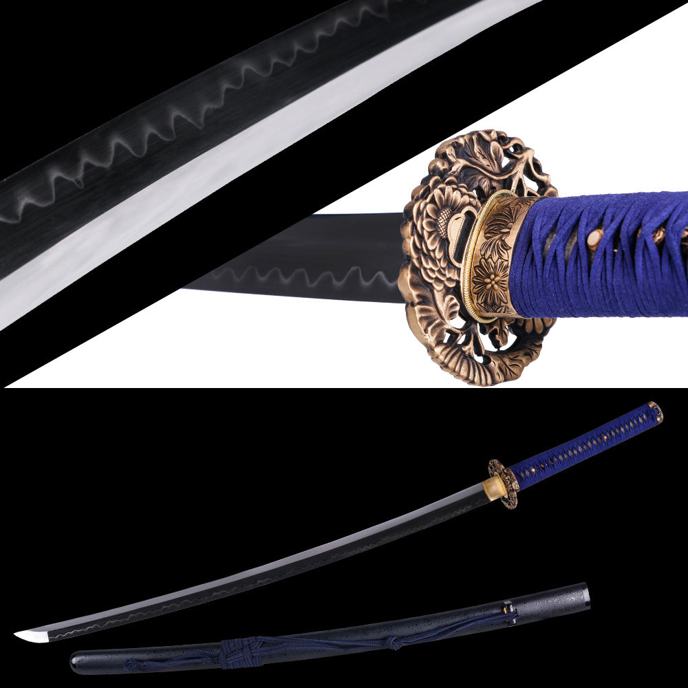 Blue Handle Katana Sunflower Guard Japanese Sword