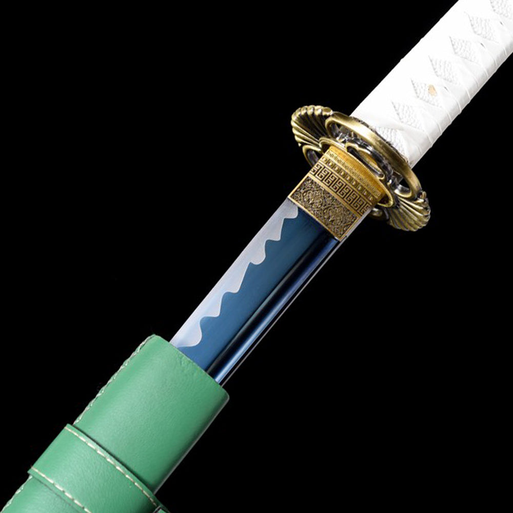 Real Katana Sword - Carbon Steel Japanese Samurai Sword with Green Saya