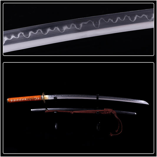 Dragon tsuba sword with orange handle