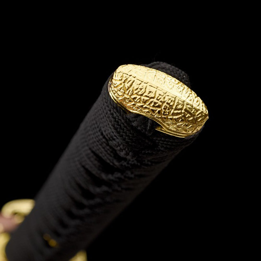 Handmade Katana Sword Set - Black Long Japanese Samurai Sword and Tanto for Sale