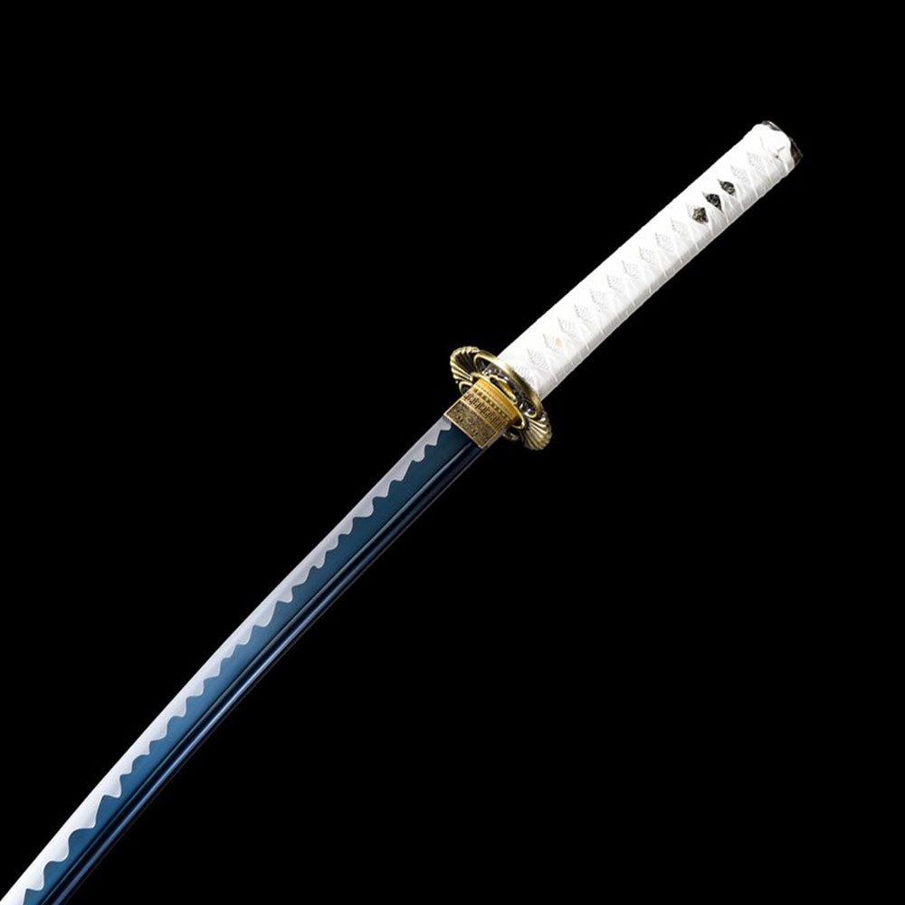 Real Katana Sword - Carbon Steel Japanese Samurai Sword with Green Saya