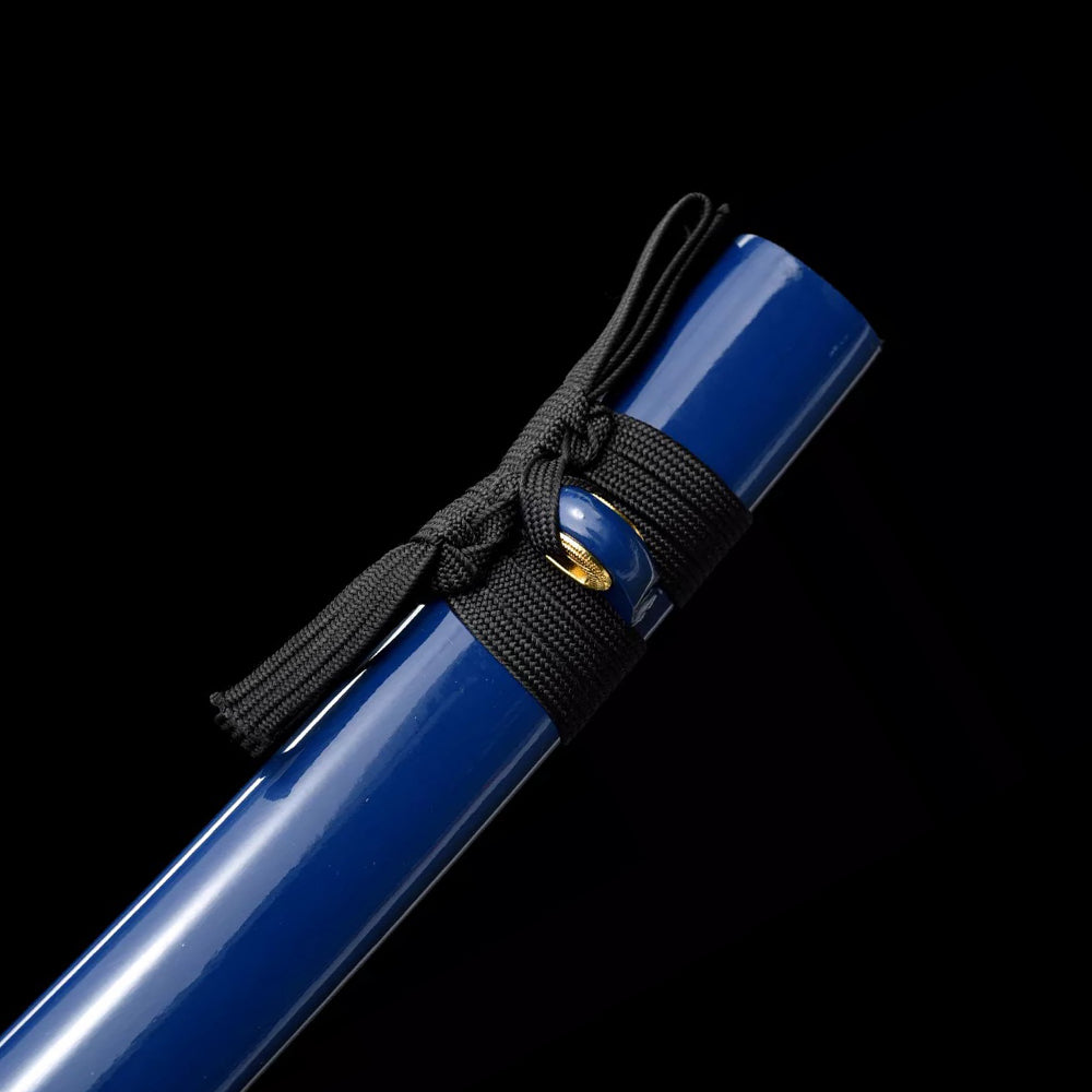 Blue Wakizashi Sword-Silver Tiger Fittings with Full Tang Blade
