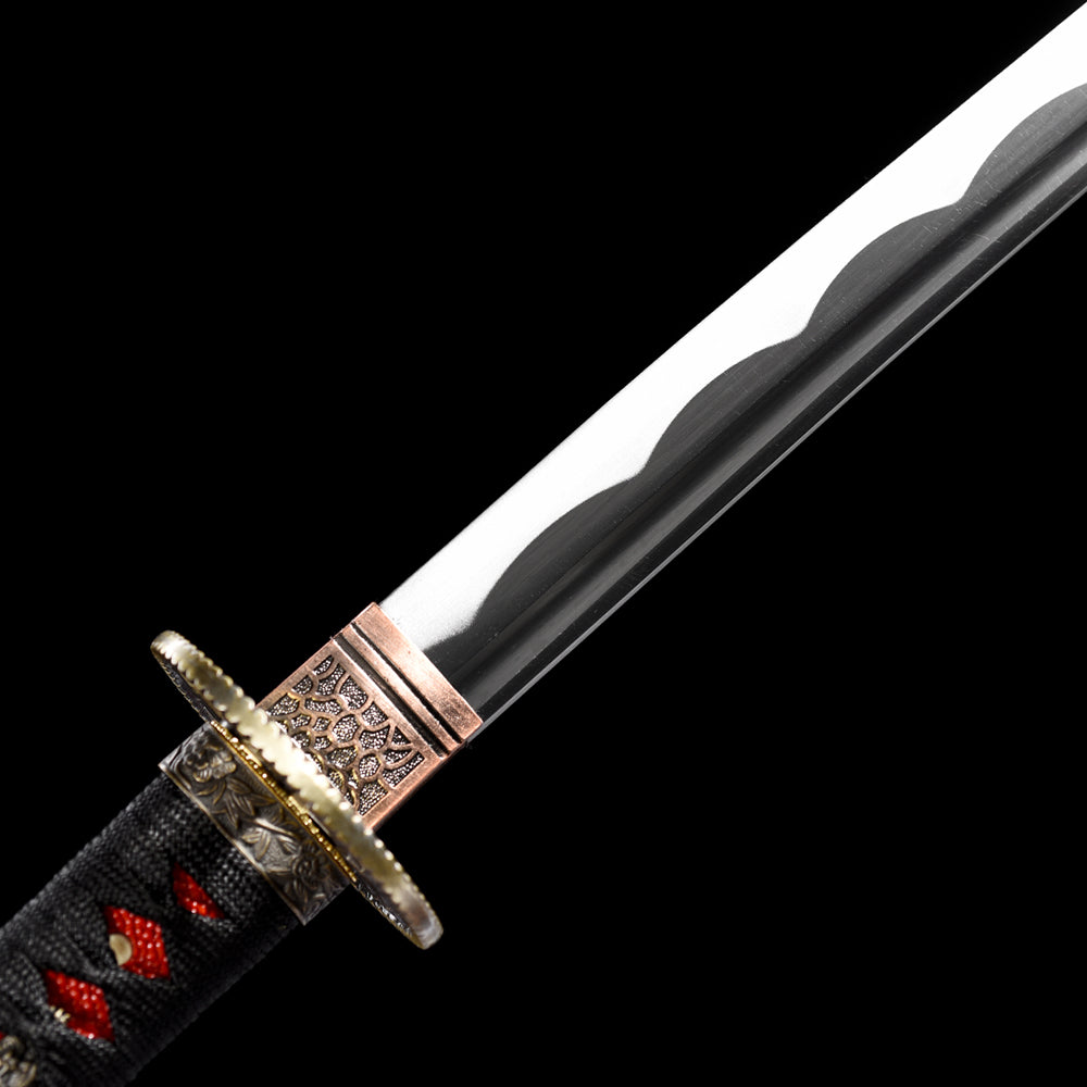 Metal Sword-Real Wakizashi with Red Saya