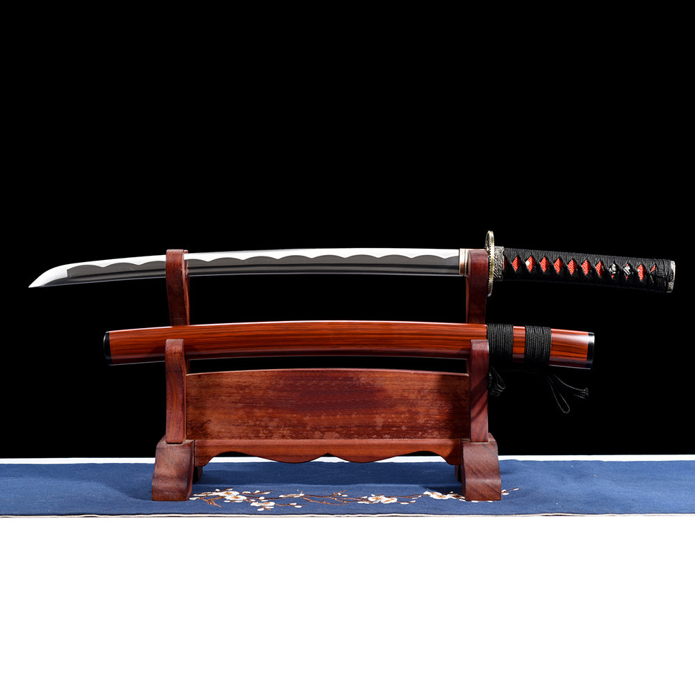 Metal Sword-Real Wakizashi with Red Saya