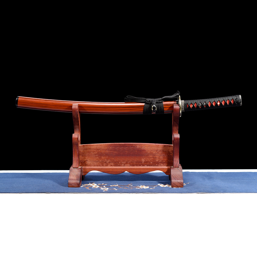 Metal Sword-Real Wakizashi with Red Saya