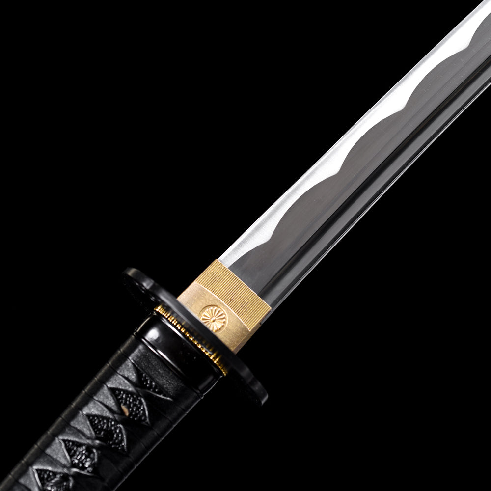 Authentic Black Wakizashi-Short Japanese Sword with Full Tang Blade