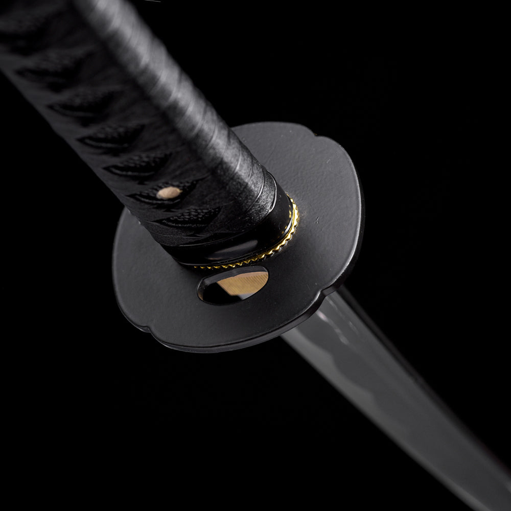 Authentic Black Wakizashi-Short Japanese Sword with Full Tang Blade