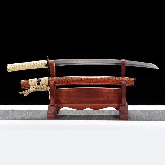 Handmade T8 Steel Wakizashi Sword-Full Tang Blade with Real Hamon