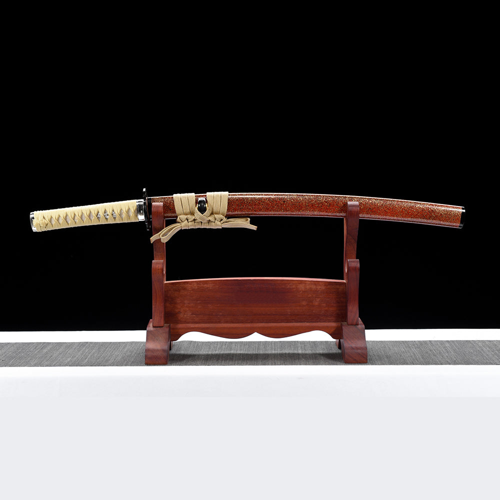 Handmade T8 Steel Wakizashi Sword-Full Tang Blade with Real Hamon