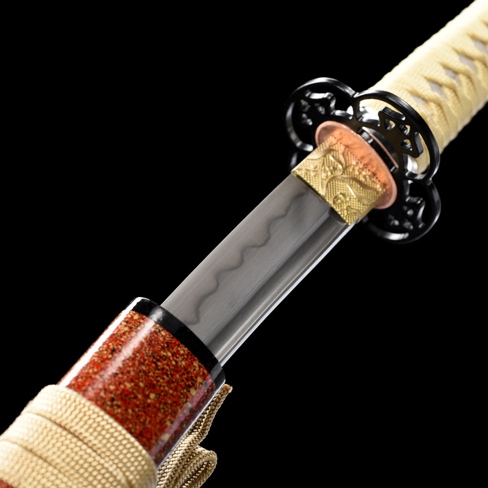 Handmade T8 Steel Wakizashi Sword-Full Tang Blade with Real Hamon