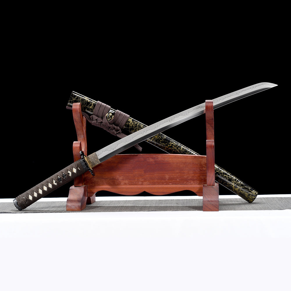 Traditional Clay Tempered T10 Steel Japanese Wakizashi Sword
